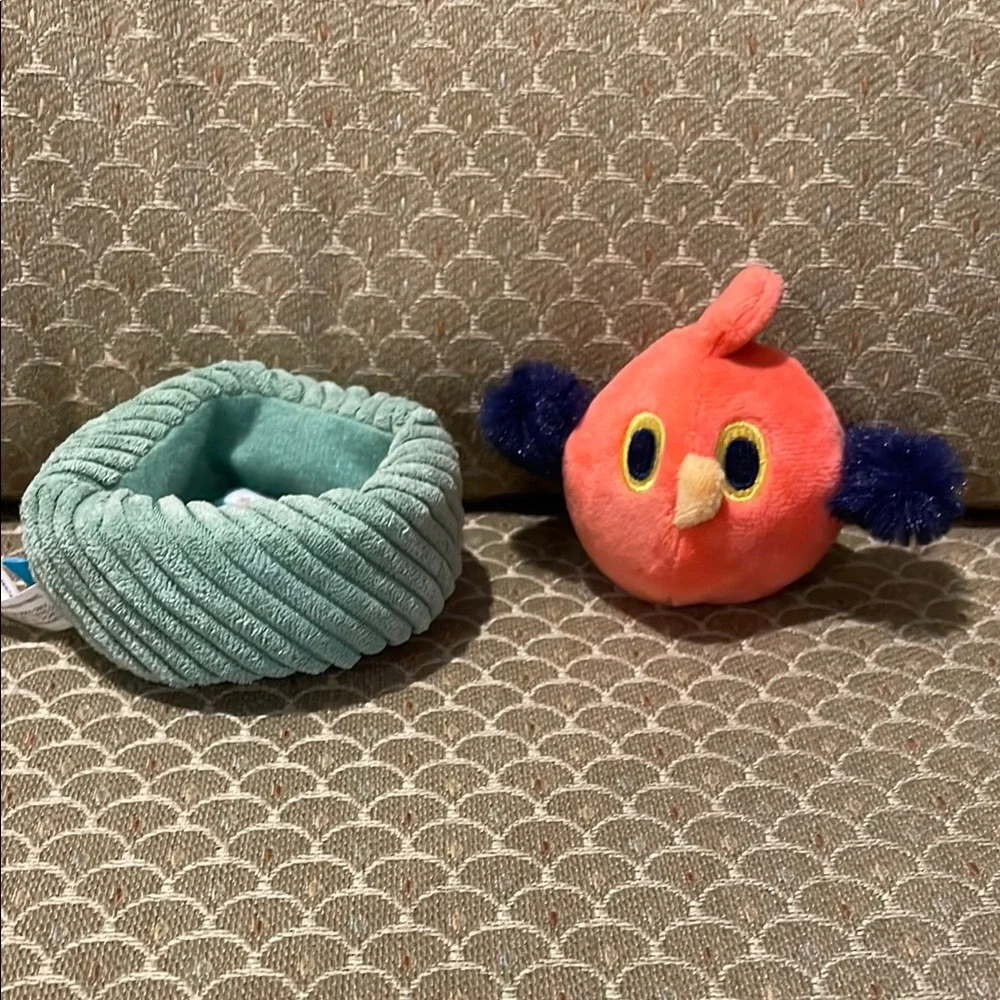 2 part dog toy from barkbox - orange bird and nest included